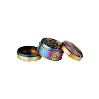 Grinder Rainbow Hanfblatt 3-teilig 52mm