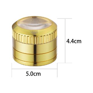 Grinder Gold mit Lupe 4-teilig 50mm